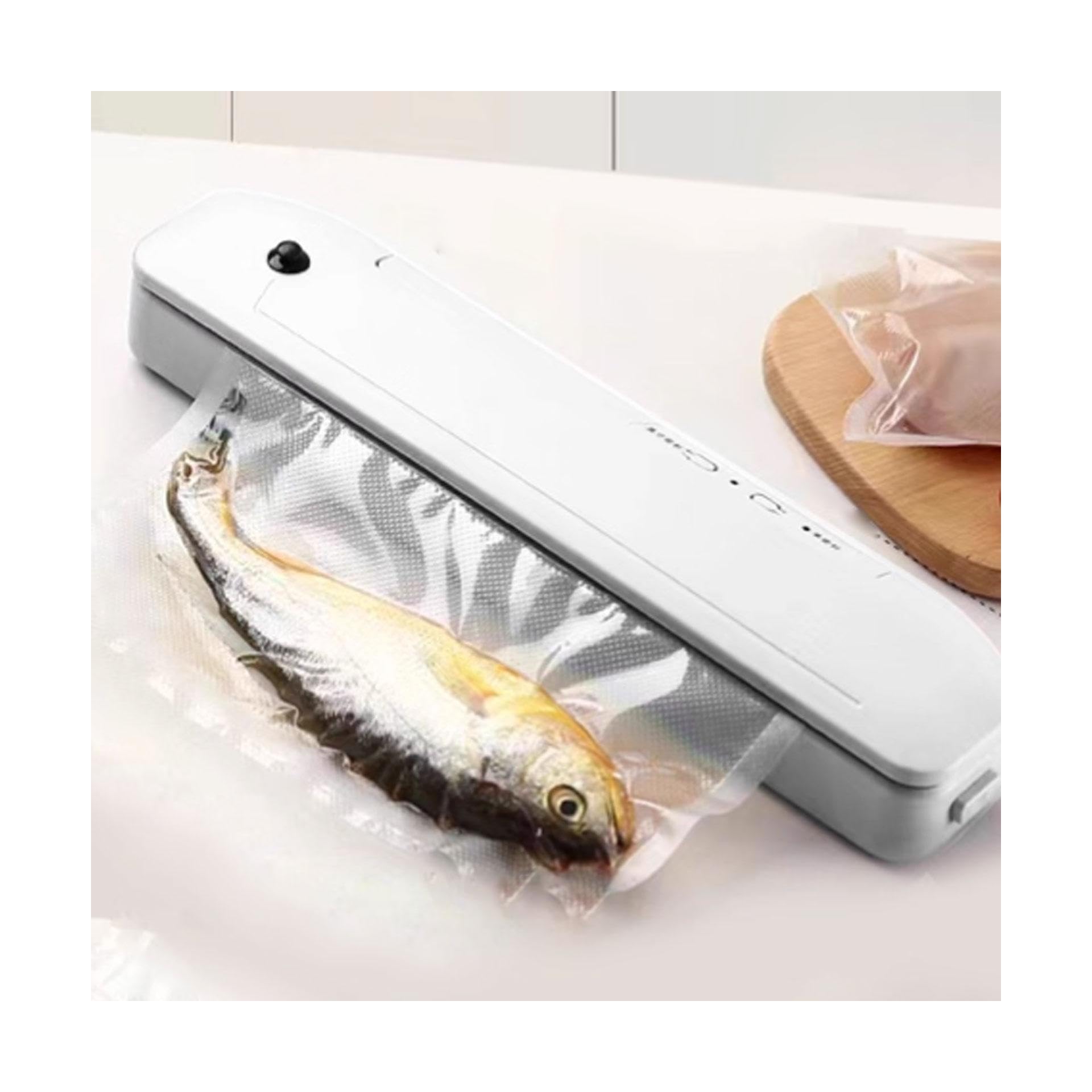 Selladora al vacío, Máquina compacta for conservación. Potente máquina de envasado al vacío. Selladora totalmente automática(White+50 Bags)