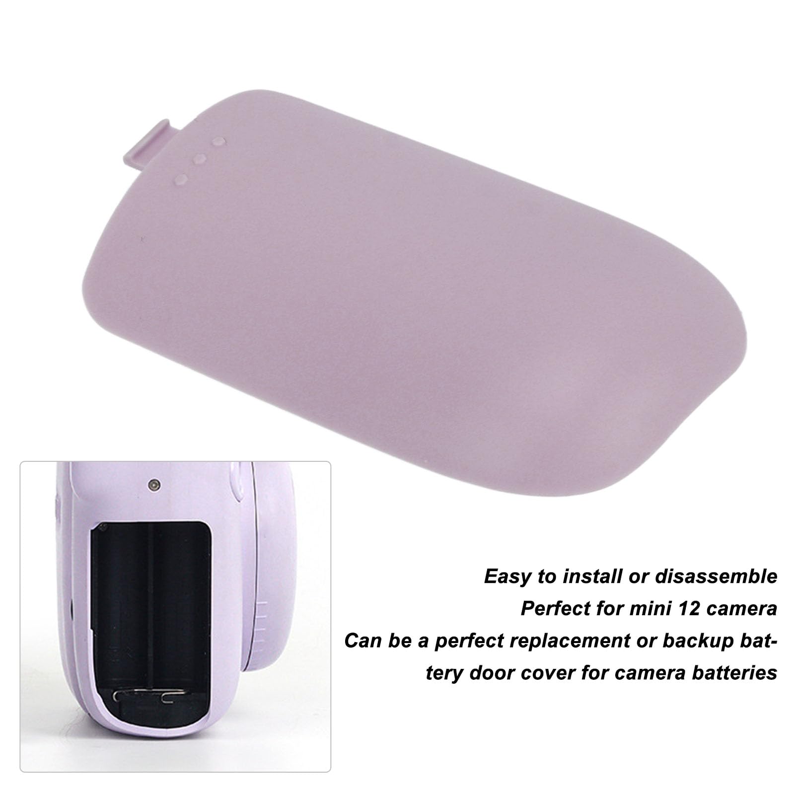 Portable Battery Cover Door, Plastic Battery Door Cover Replacement Battery Lid for Mini 12 Instant Camera Repair (Purple)