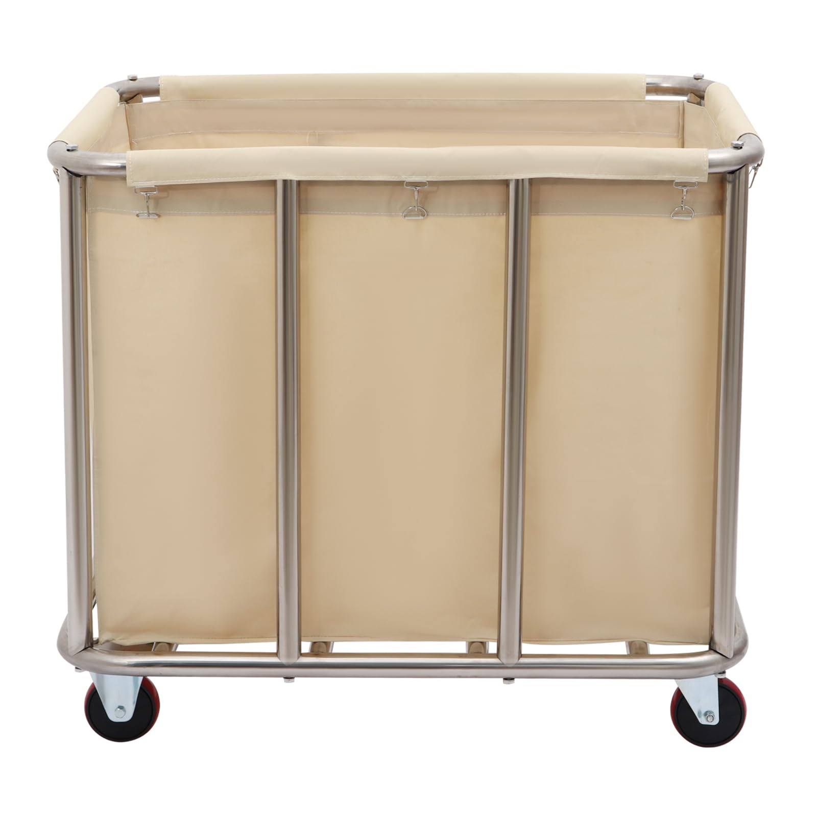 Portabiancheria grande con ruote, 90 x 65 x 80 cm, commerciale in acciaio inox, per la biancheria domestica, hotel, portata 60 kg