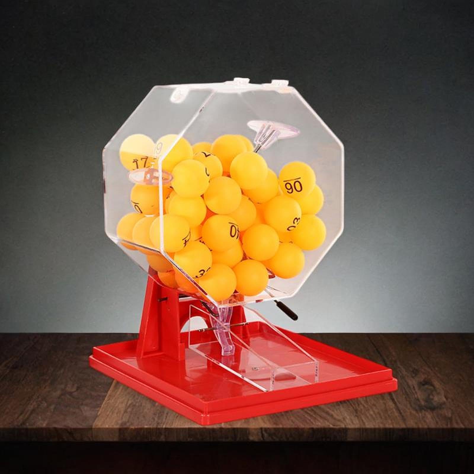Gralara Machine à Boules de Loto, Cage de Jeu et Boules, Jouet Cadeau, Machine à Bingo, Machine à Loterie pour Adultes, Fêtes, Grands Groupes, Familles, Joueu, Boules Jaunes Rouges
