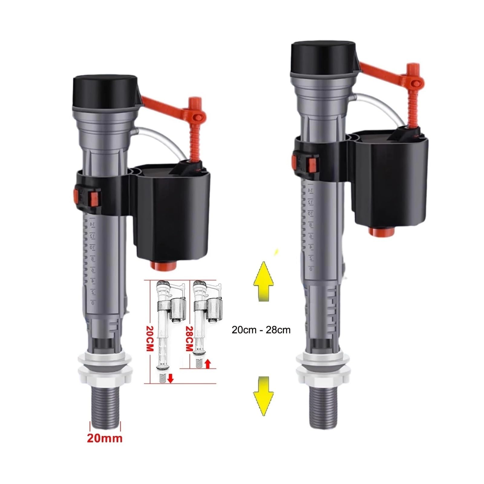 Válvula de Entrada de Agua Inodoro Longitud Retráctil General Una Pieza Dividida Tanque de Agua Accesorios(29 35cm Kit)