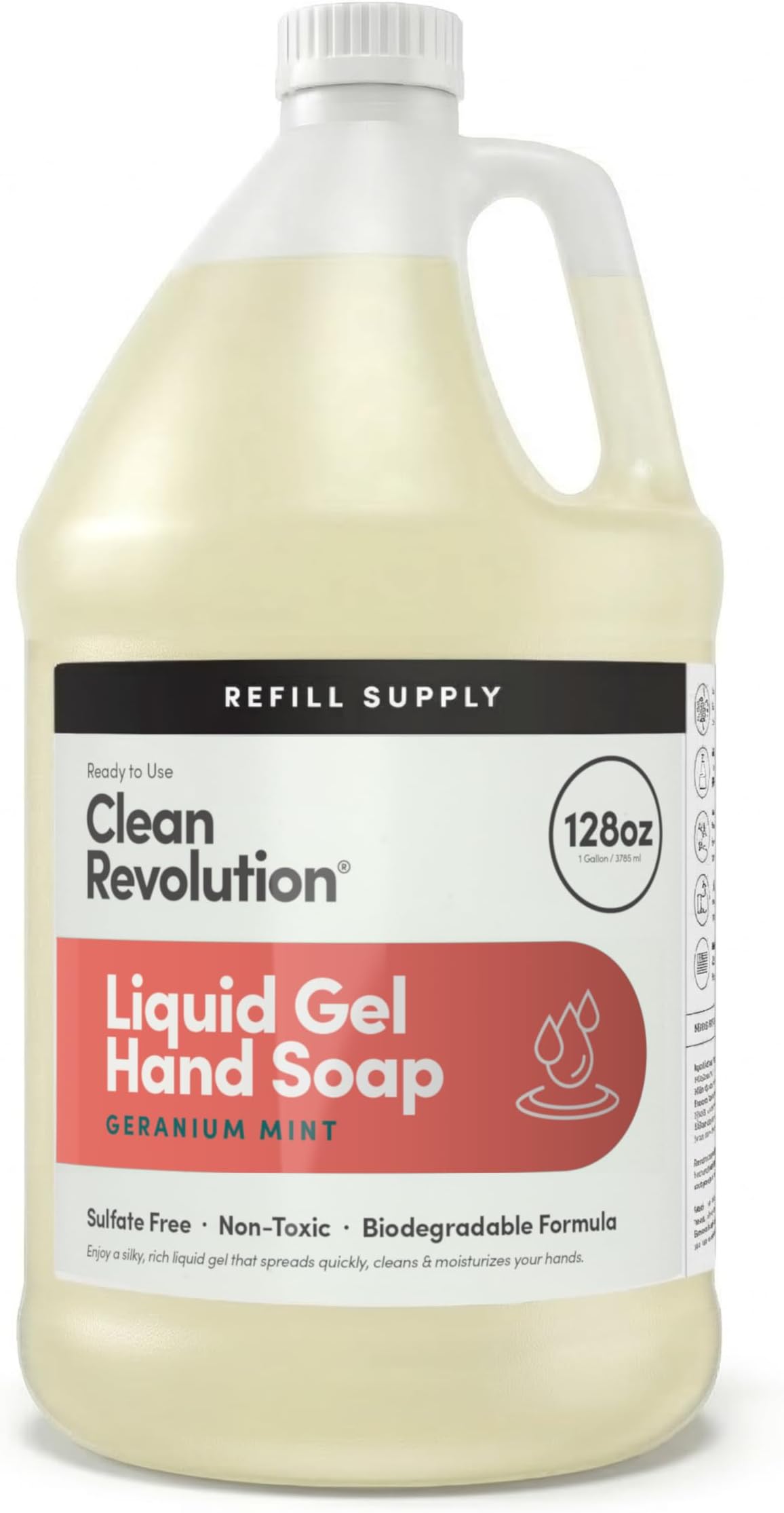 Liquid Gel Hand Soap, Silky Rich Liquid, Quick Lather, Fast Rinsing, Contains Real Essential Oils (Geranium Mint) 128 Fl Oz