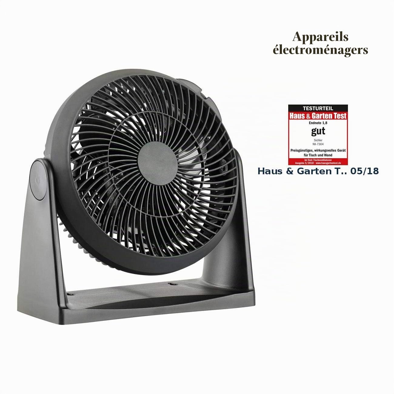 Ventilateur de bureau / mural orientable ''VT-123.WT'' - 18 cm [Sichler Haushaltsgeräte]