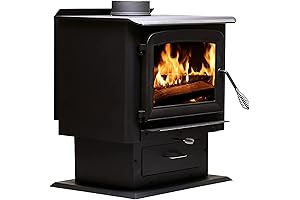Ashley Hearth AW2020-P 2000 Sq Ft Pedestal Wood Burning Stove, Medium, Black