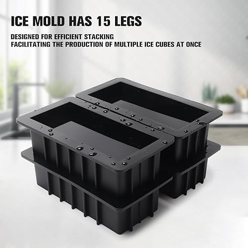 Miniatura 4 de MOSTHINK Molde de bloque de hielo extra grande de 2.5 libras, molde de cubitos de hielo para enfriadores de baño de hielo, molde de hielo grande de