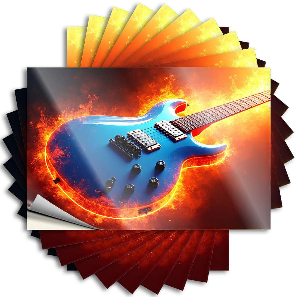 Fzfn Colour Home Decor Accessories Saying - Southern Adults Bumper Flaming Electric Guitar Artwork(8X12cm)