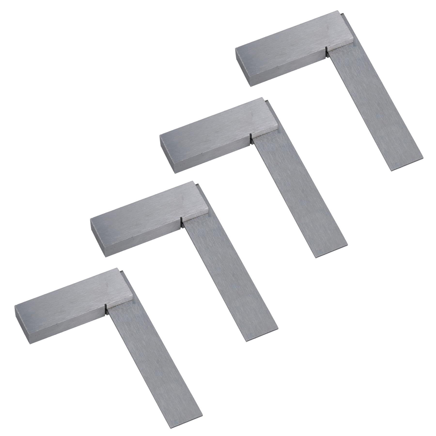 Ab Tools Silver 3 Inch (75Mm) Engineers Set Square Right Angle Straight Edge Stainless Steel 4Pc
