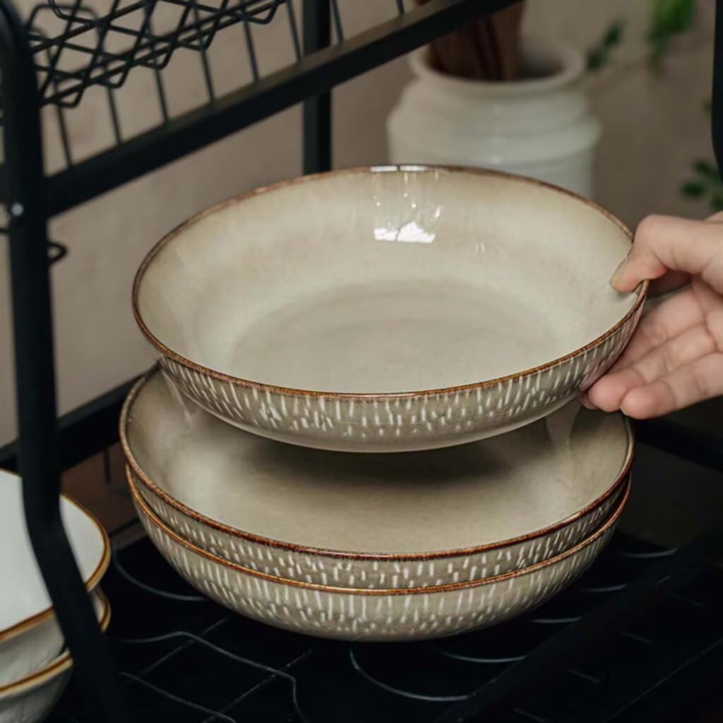 8-calowy głęboki talerz do serwowania Ceic Retro - okrągły design, pojemność 880 ml, waga 610 g - idealny na kolację, sałatkę, makaron i spotkania rodzinne