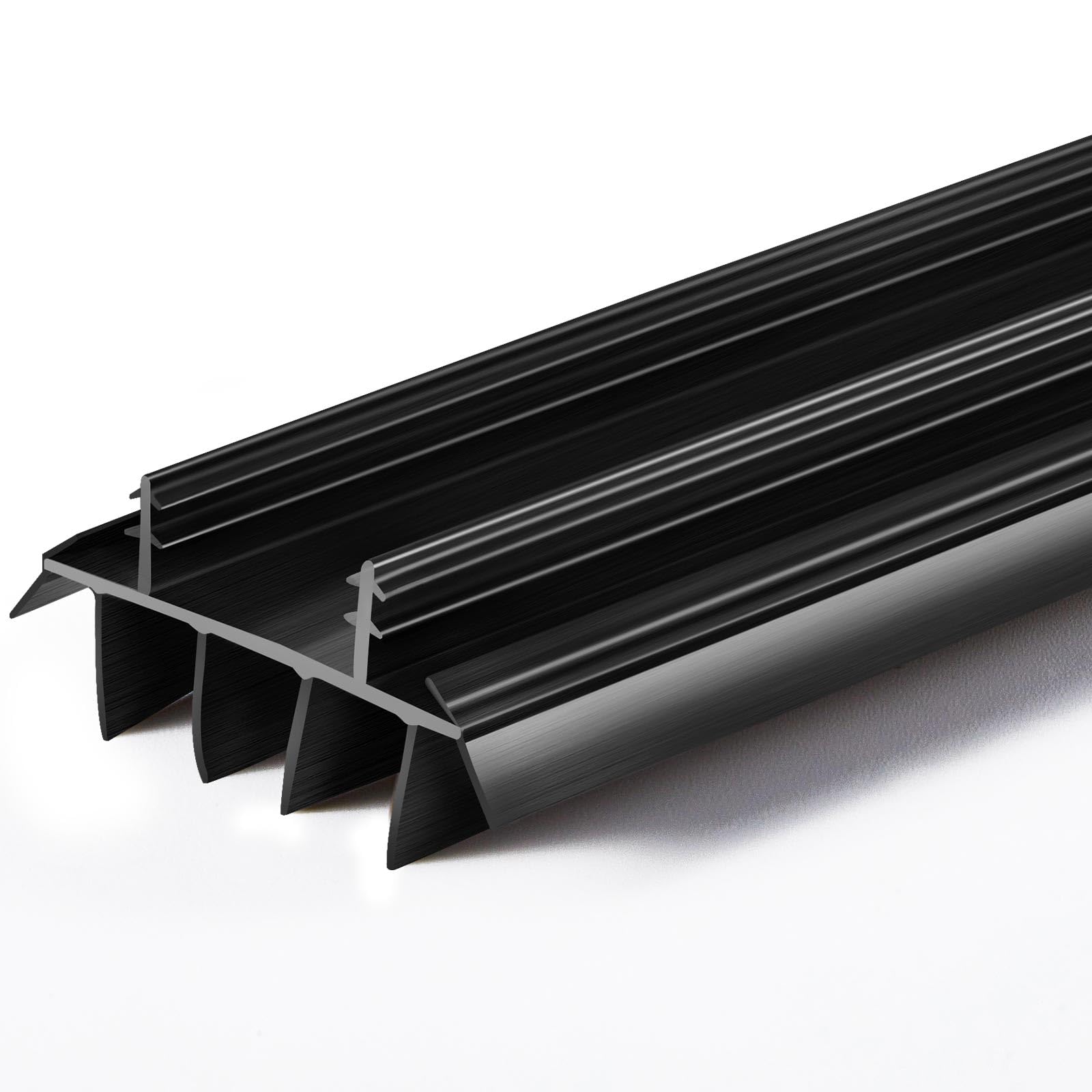 pushglossy 1 pcs replacement door bottom with vinyl fins 36" long 1 3/4" wide threshold seal bottom of door weatherstrip kerf weather stripping for 7/8" between barbs (black)