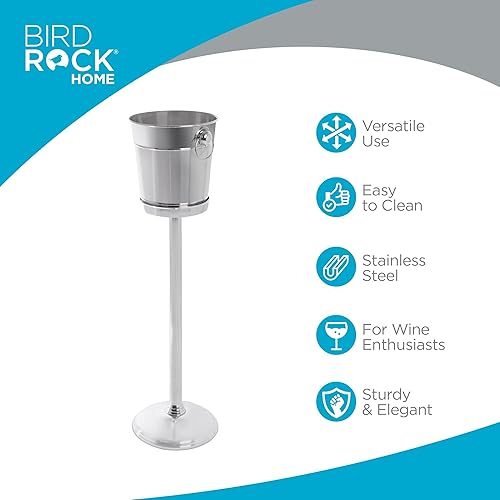 Miniatura 6 de BIRDROCK HOME Cubo de champán de acero inoxidable 18/8 con soporte | Enfriador de vino para fiestas | Soporte de hielo de 32 pulgadas | Uso en