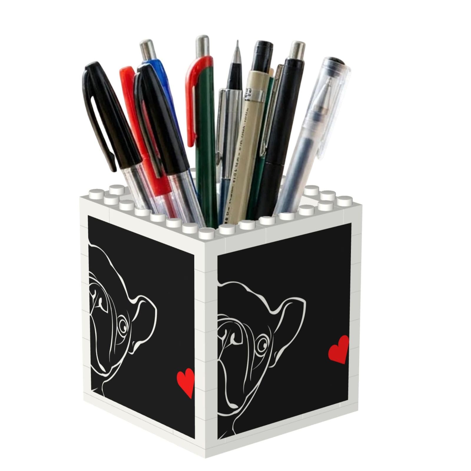 Poadnly French Bulldog, Pen Pot Pencil Holder for Office Home School, Compact Desk Organiser for Office Stationery