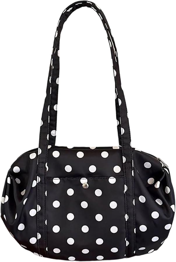 Amazon.com: Nylon Shoulder Bag Polka Dot Bowler Bag for Women Hobo