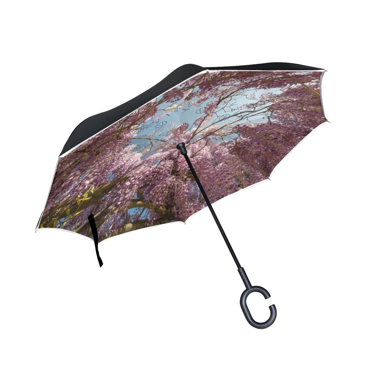 AAHENPAIZinnia Floral Reverse Inverted Inside Out Umbrella Cars Unigue Windproof UV Proof Double Layer for Women