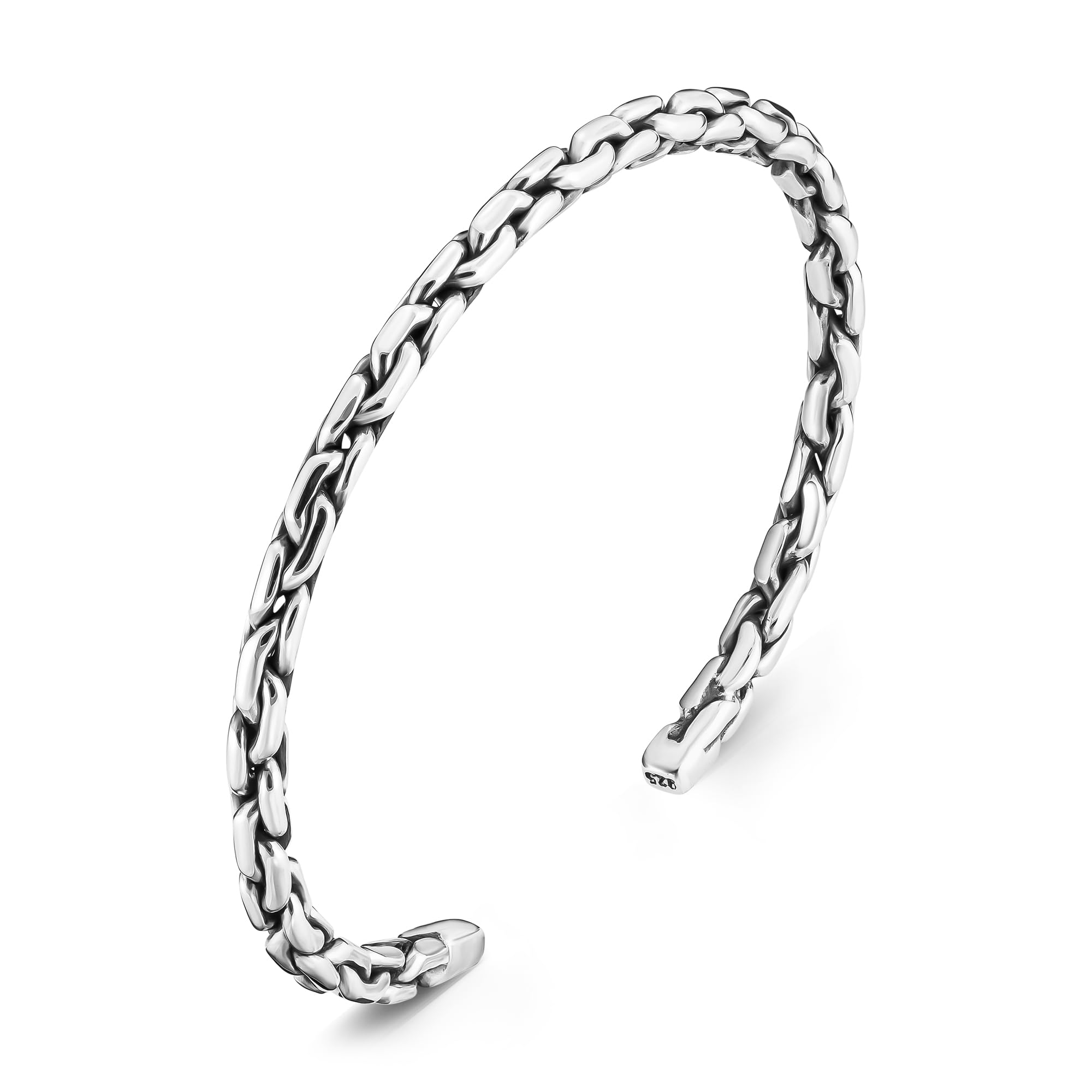 Pulsera de plata de ley 925 con cadena de eslabones cubanos para hombre, pulsera trenzada ajustable, estándar, Standart, Plata de ley
