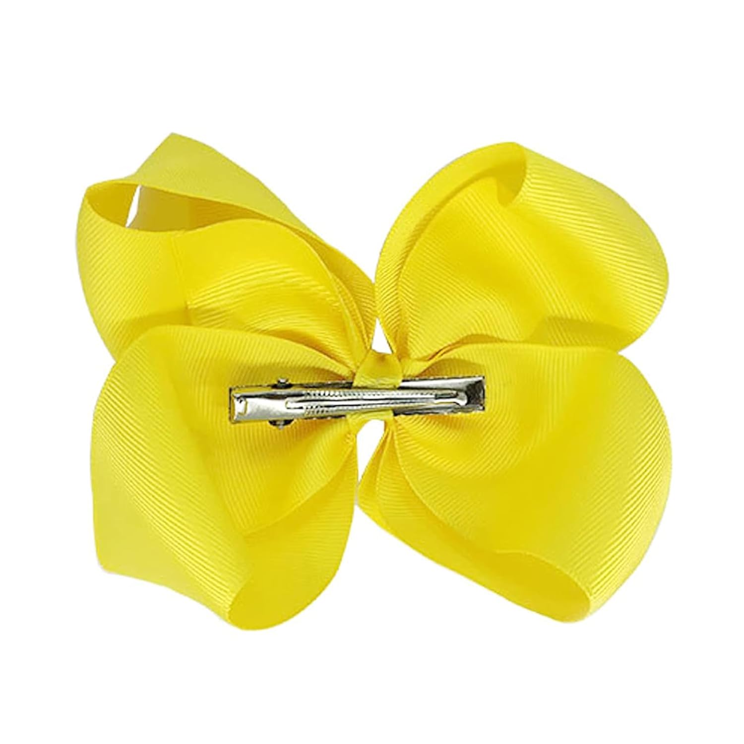 4 PCS 6" Big Hand-made Grosgrain Ribbon Solid Color Hair Bows Alligator Clips Hair Accessories for Little Teen Toddler Girls Kids Set of4 (White) - Image 3