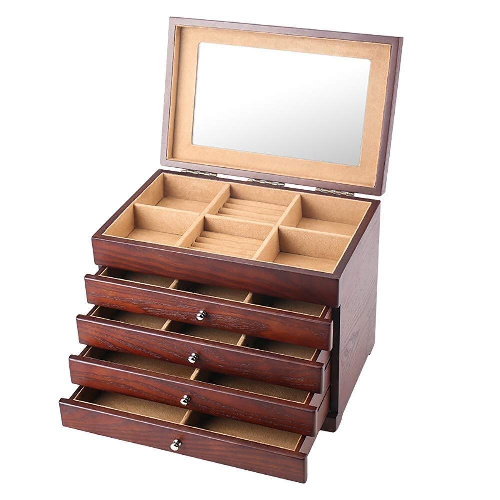 Gift for Women Jewelry Boxes Jewelry Boxes Wooden Retro Jewelry Box Large Capacity with Mirror Jewellery Organiser for