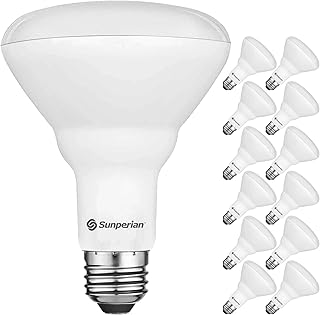 SUNPERIAN 12 Pack BR30 LED Bulb, 8.5W=65W, 3500K Natural White, 800 Lumens, Dimmable Flood Light Bulbs for Recessed Cans, Enclosed Fixture Rated, Damp Rated, UL Listed, E26 Standard Base