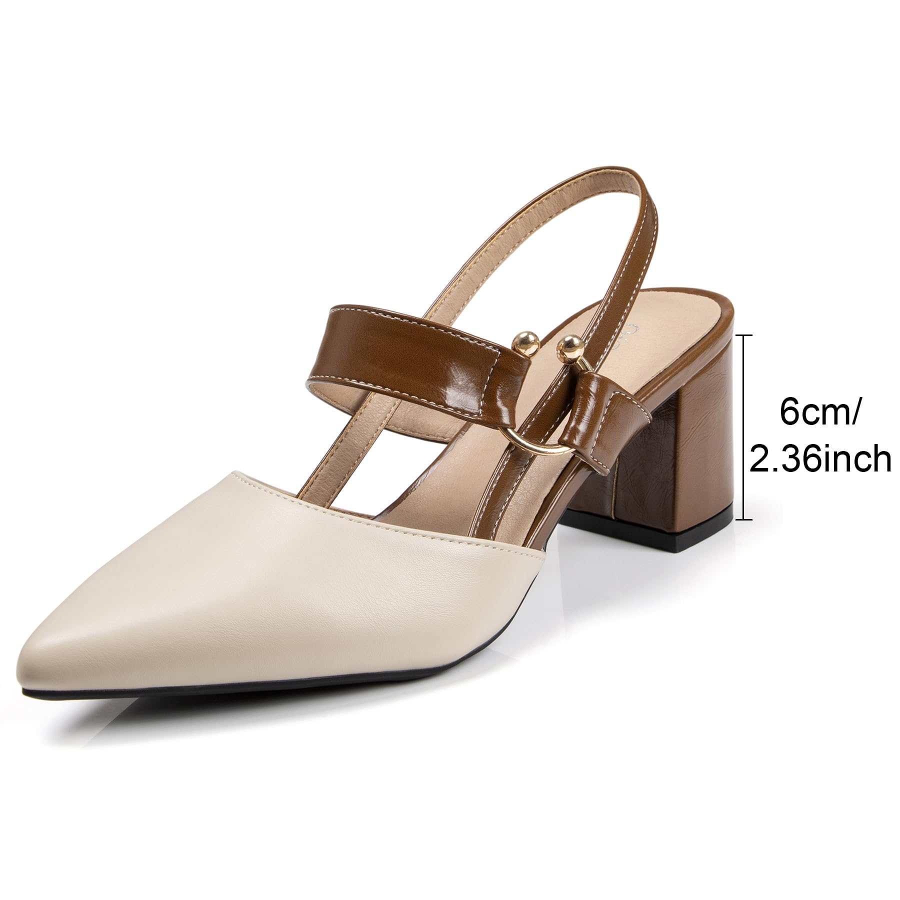 Pointed Sling Back Block Heels Women's Dress Strappy Chunky Heels Shoes for Women Closed Toe 2 inch Low Heel Comfortable Party Slip on Mules Pumps | Scarpe da donna a punta chiusa con tacco grosso, comode, casual, con cinturino, per feste, lavoro, ufficio