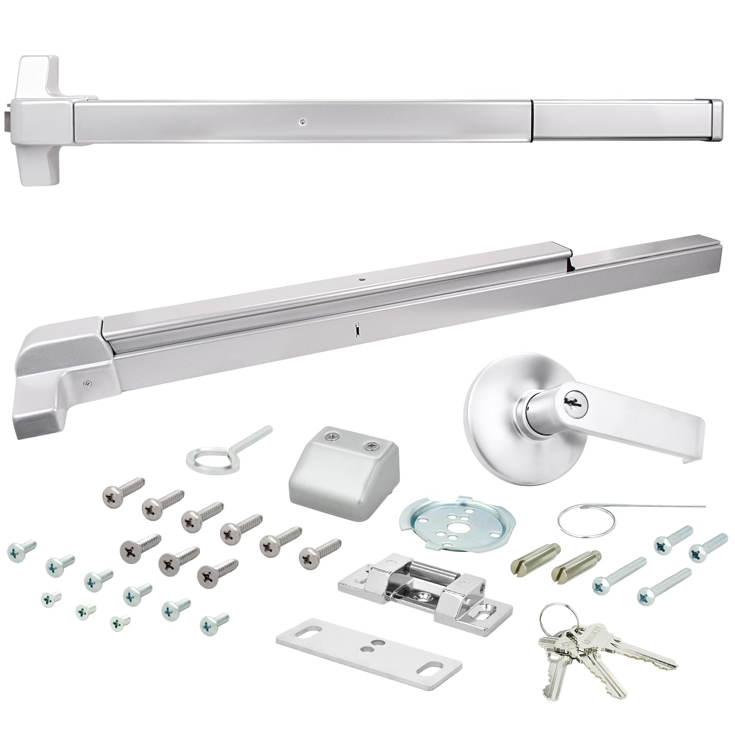 Nuk3y ED-5000 Series Panic Bar Exit Device Grade 1 ADA Certifed, Fit Door Width 30"-36" (Aluminum, Exit Device w/Entry Lever)