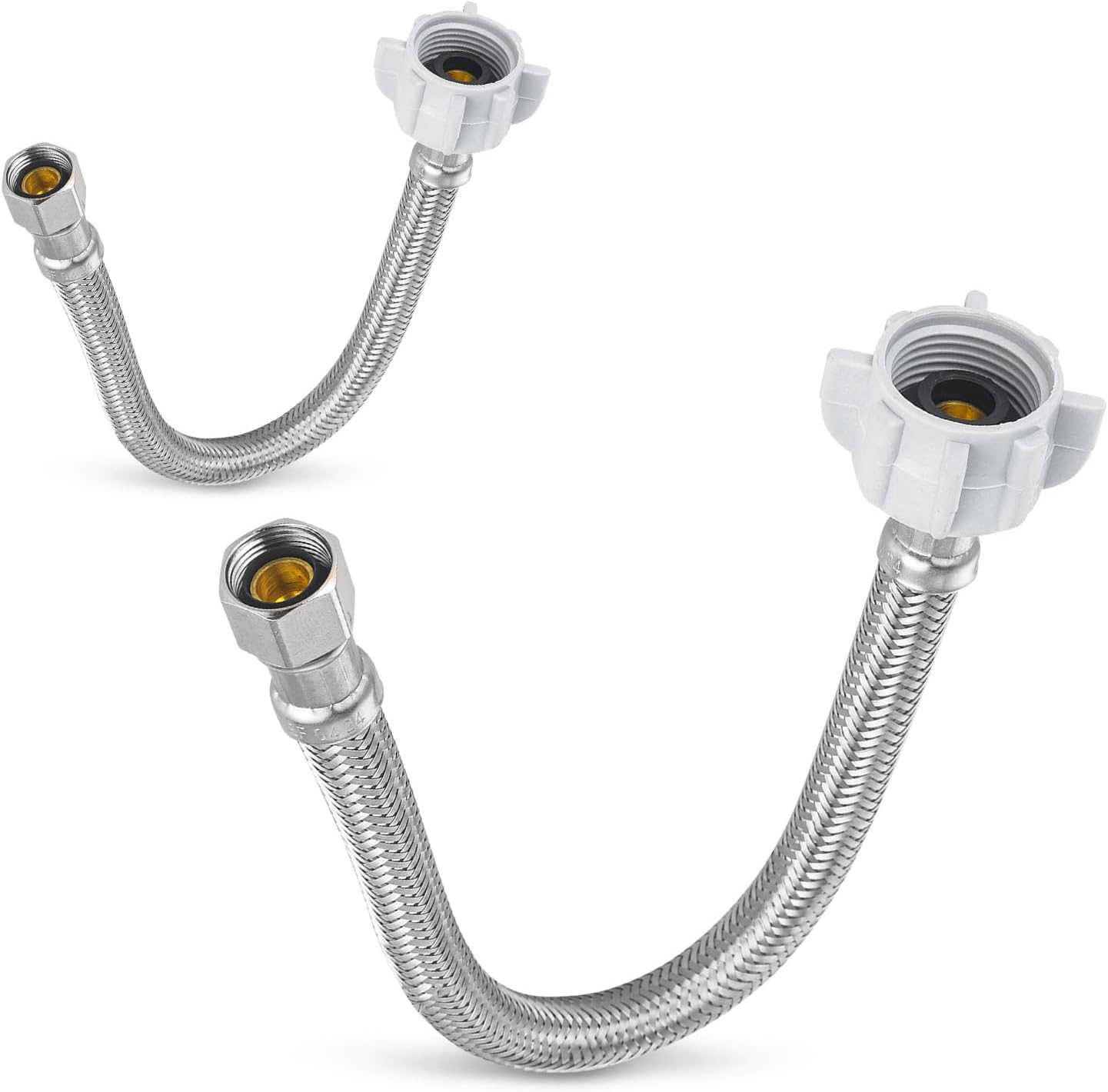 (2 Pack) Seelink 12-Inch Stainless Steel Flexible Toilet Hose, 3/8" COMP x 7/8" Ballcock, Brust Proof Water Supply Line