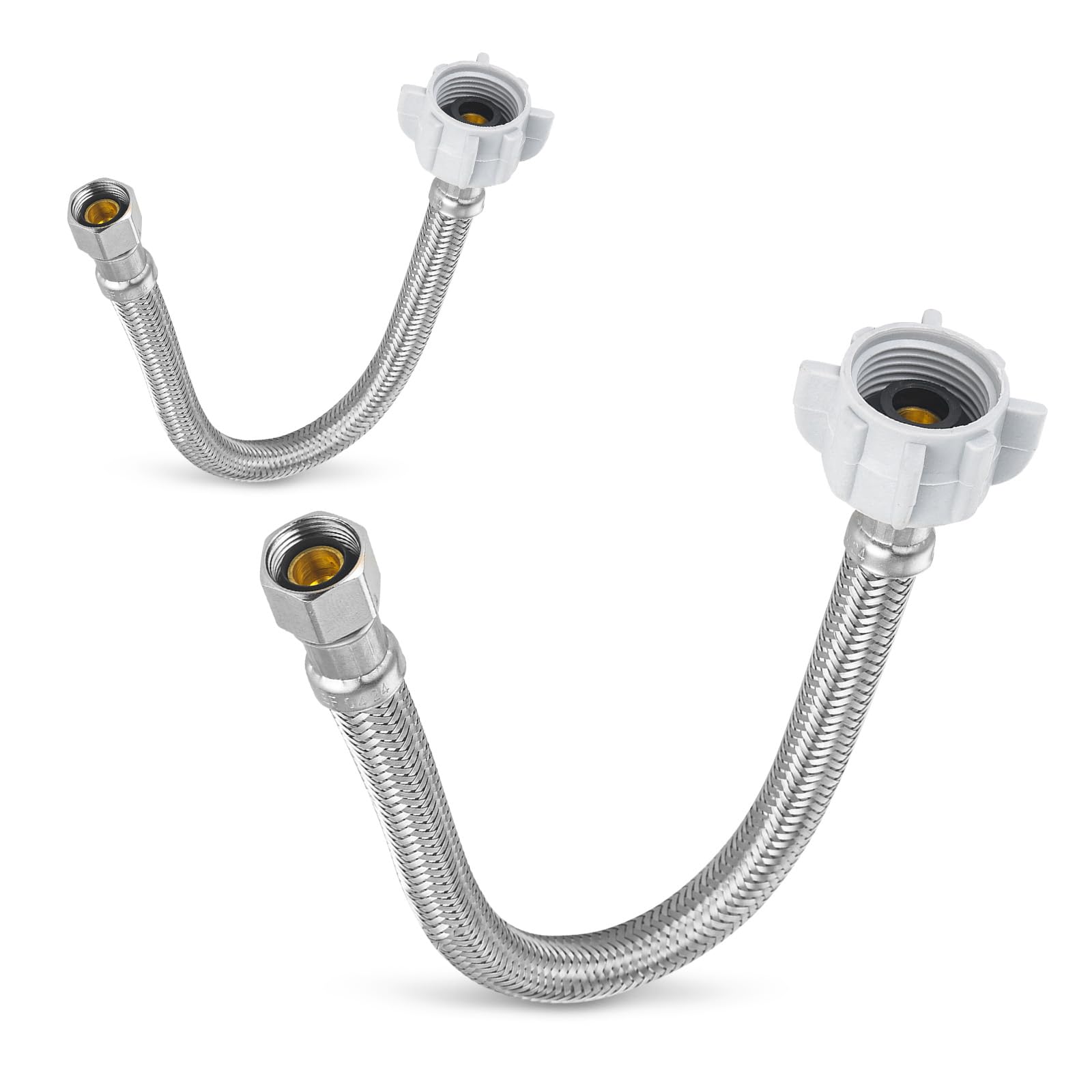 (2 Pack) Seelink 16-Inch Stainless Steel Flexible Toilet Hose, 3/8" COMP x 7/8" Ballcock, Brust Proof Water Supply Line