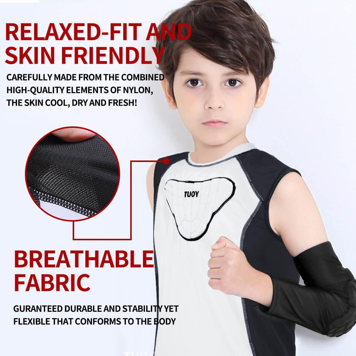 TUOY Padded Sleeveless Shirt Chest Sternum Protector Heart Guard Compression Protective Shirt for Football Baseball Lacrosse Goalies Paintball