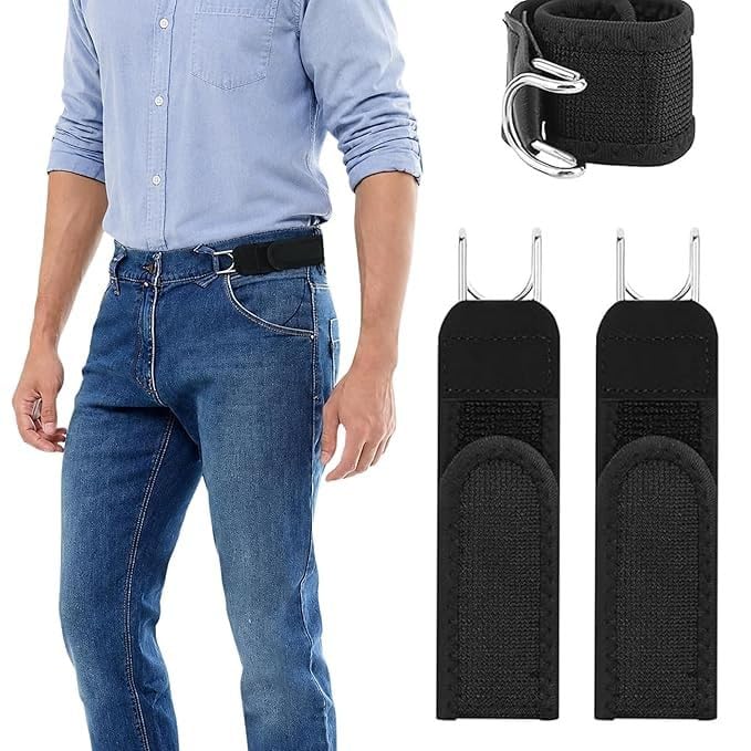 Buckleless Elastic Belt | Invisible No-Buckle Stretch Belt with Metal Hooks for Men & Women | Adjustable Lazy Waistband for Jeans and Trousers (black)-image-21