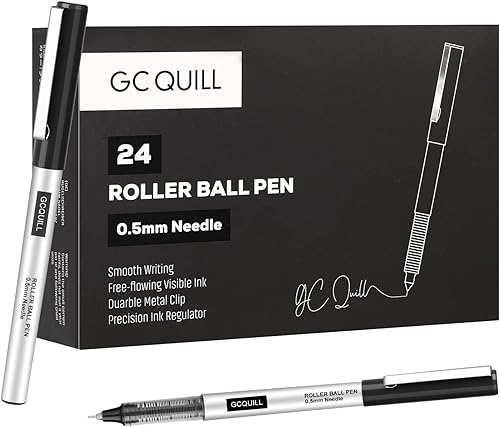 Miniatura 9 de GC QUILL Paquete de 24 bolígrafos de punta fina, tinta líquida negra de 0.020 in para diario de viñetas, suministros de oficina para escribir, tomar