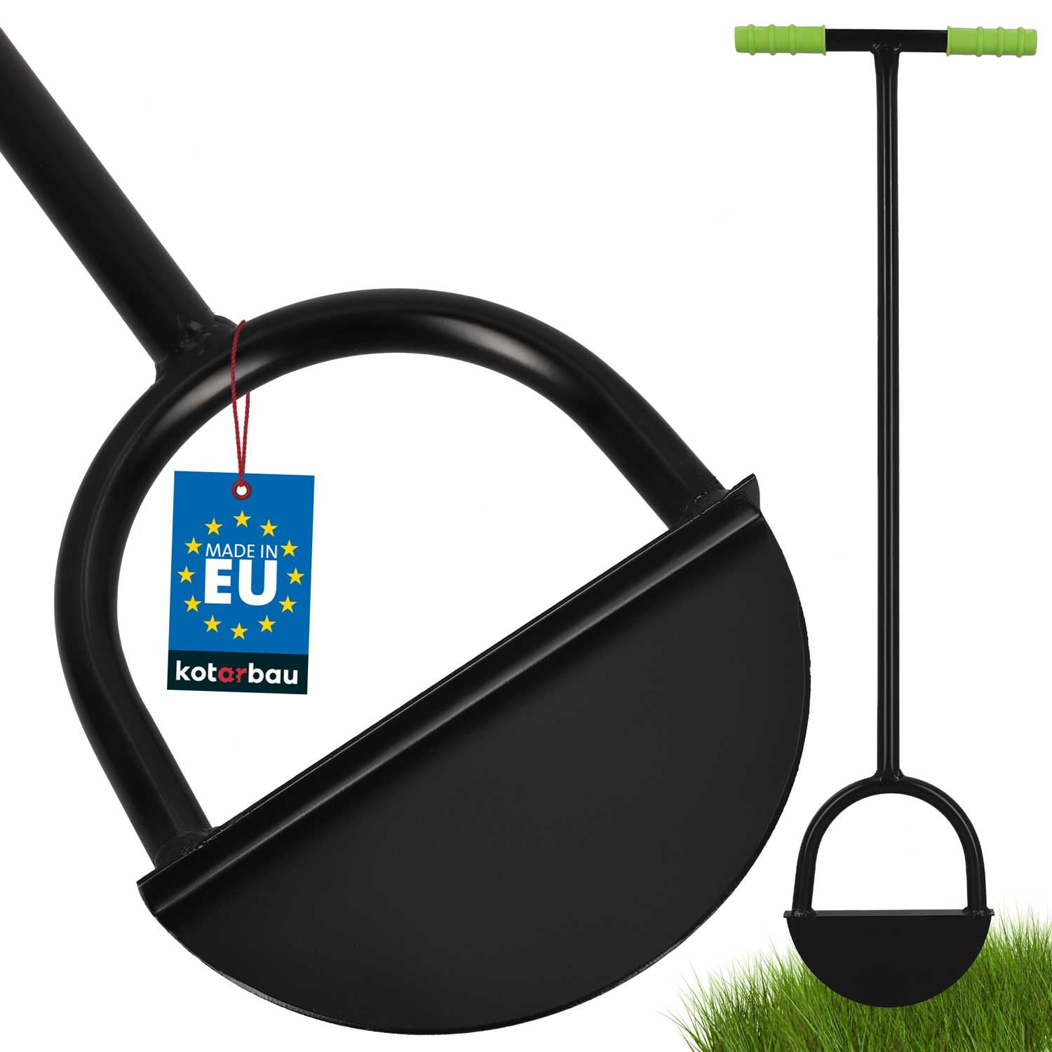 KOTARBAU® Rasenkantenstecher - Rasenkanten - 23 cm Stahlstiel 113 cm - Garten Werkzeug - Kantenschneider Rasen - Halbrund - Unkrautstecher - Verstärkt