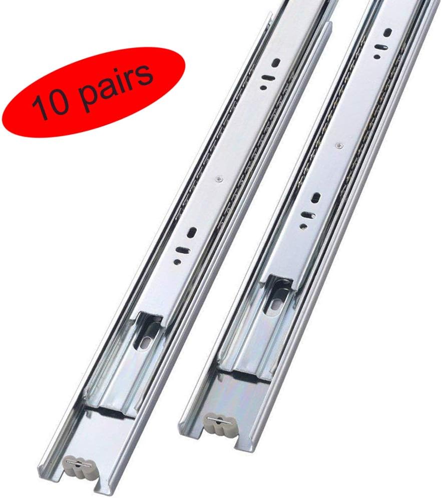10 Pair of 18 Inch Full Extension Drawer Slides,Side Mount Ball Bearing Sliding Available in 14",16",18",20"