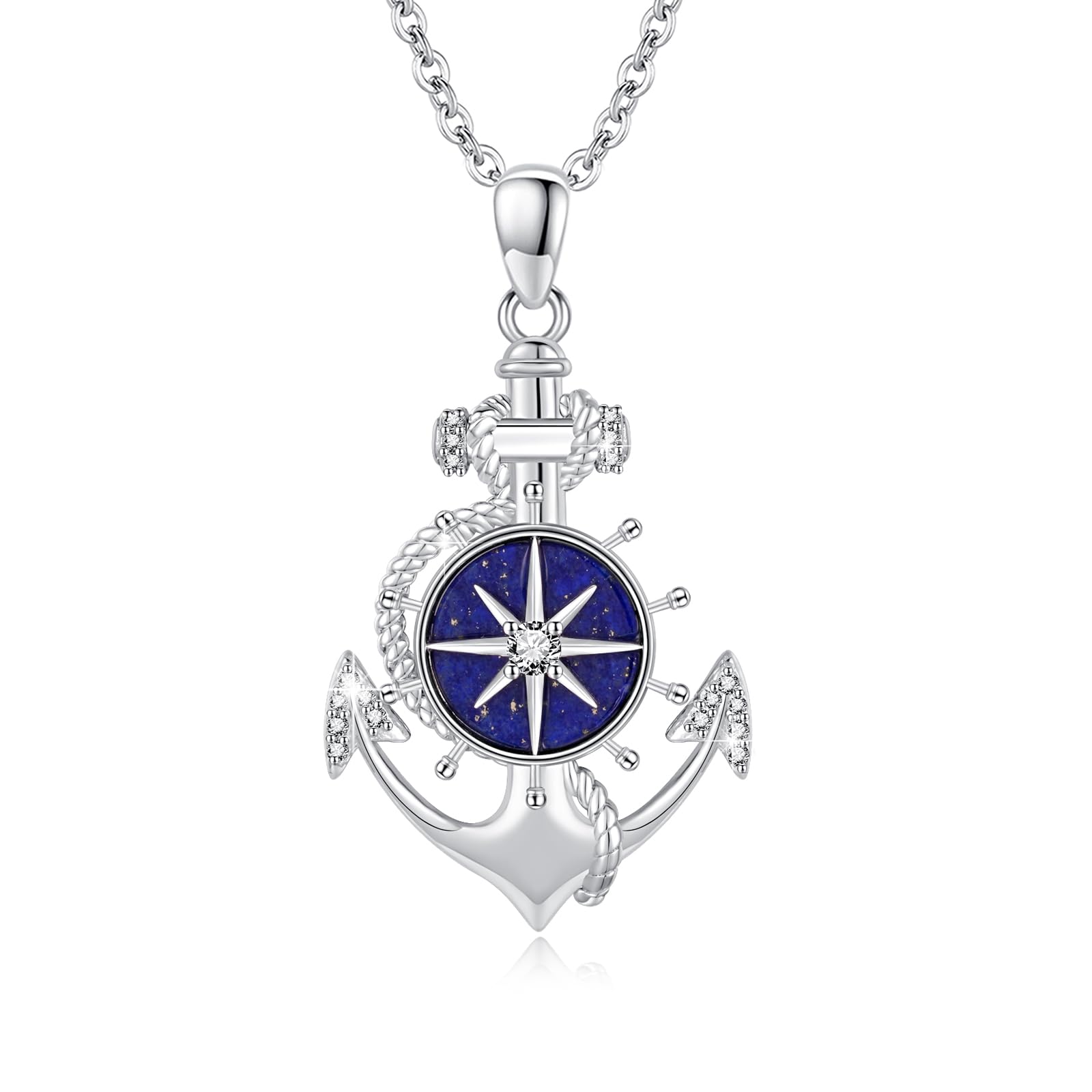 Kompass Halskette 925 Sterling Silber Hypoallergen Verstellbar für Damen & Herren Anhänger mit Symbolik für Reise Inspiration Elegantes Schmuck Geschenk
