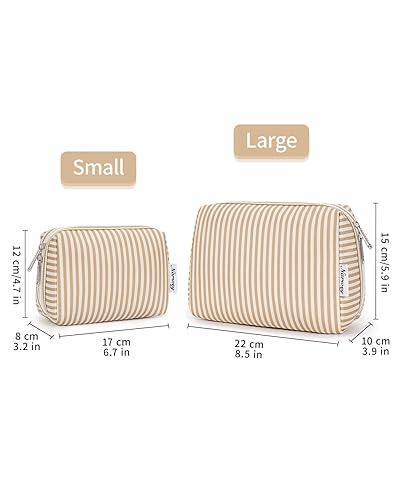 Miniatura 7 de Narwey Bolsa de maquillaje a rayas, bolsa organizadora de cosméticos de viaje, bolsa de aseo con compartimentos para mujeres y niñas (grande, rayas