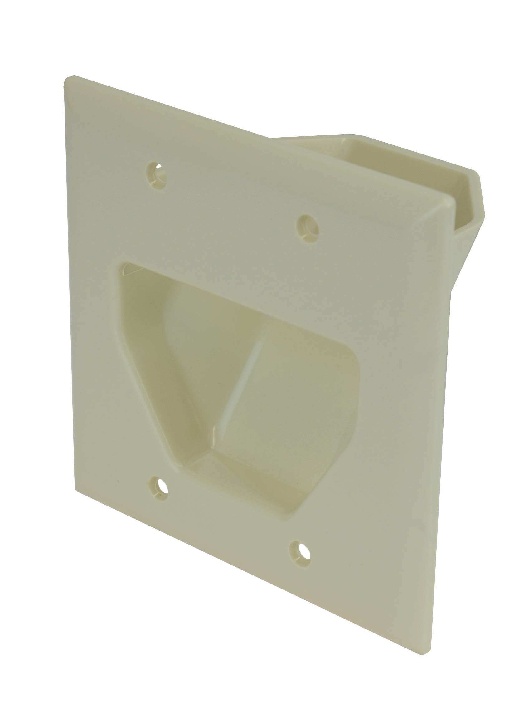 DATA COMM Electronics 45-0002-LA 2-Gang Recessed Low Voltage Cable Plate - Lite Almond
