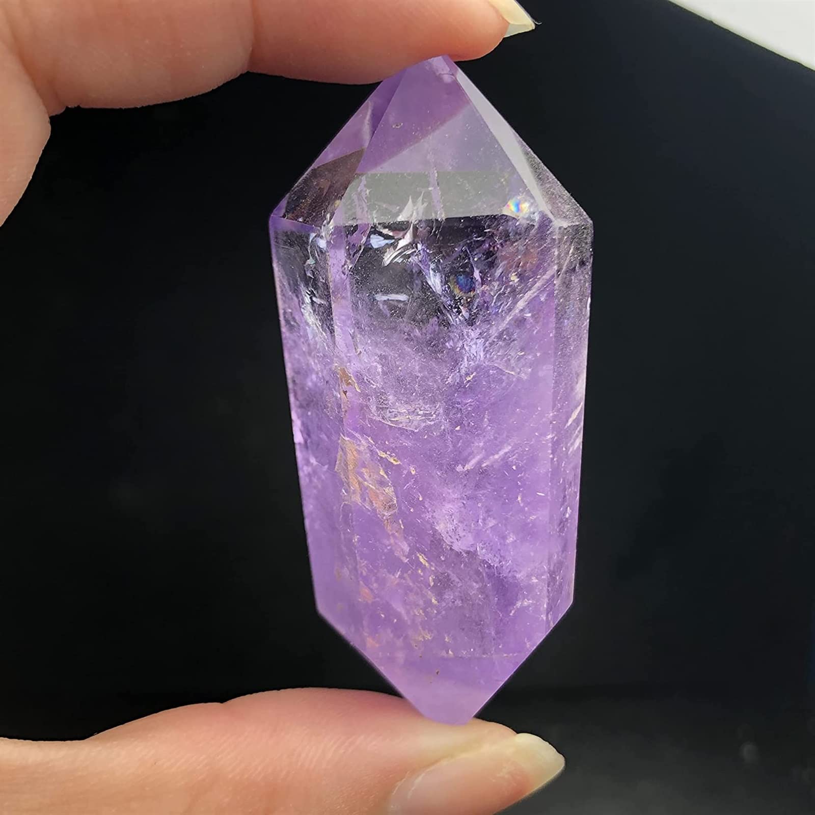 Ametista cuarzo cristal en bruto y punta pulida de cuarzo natural