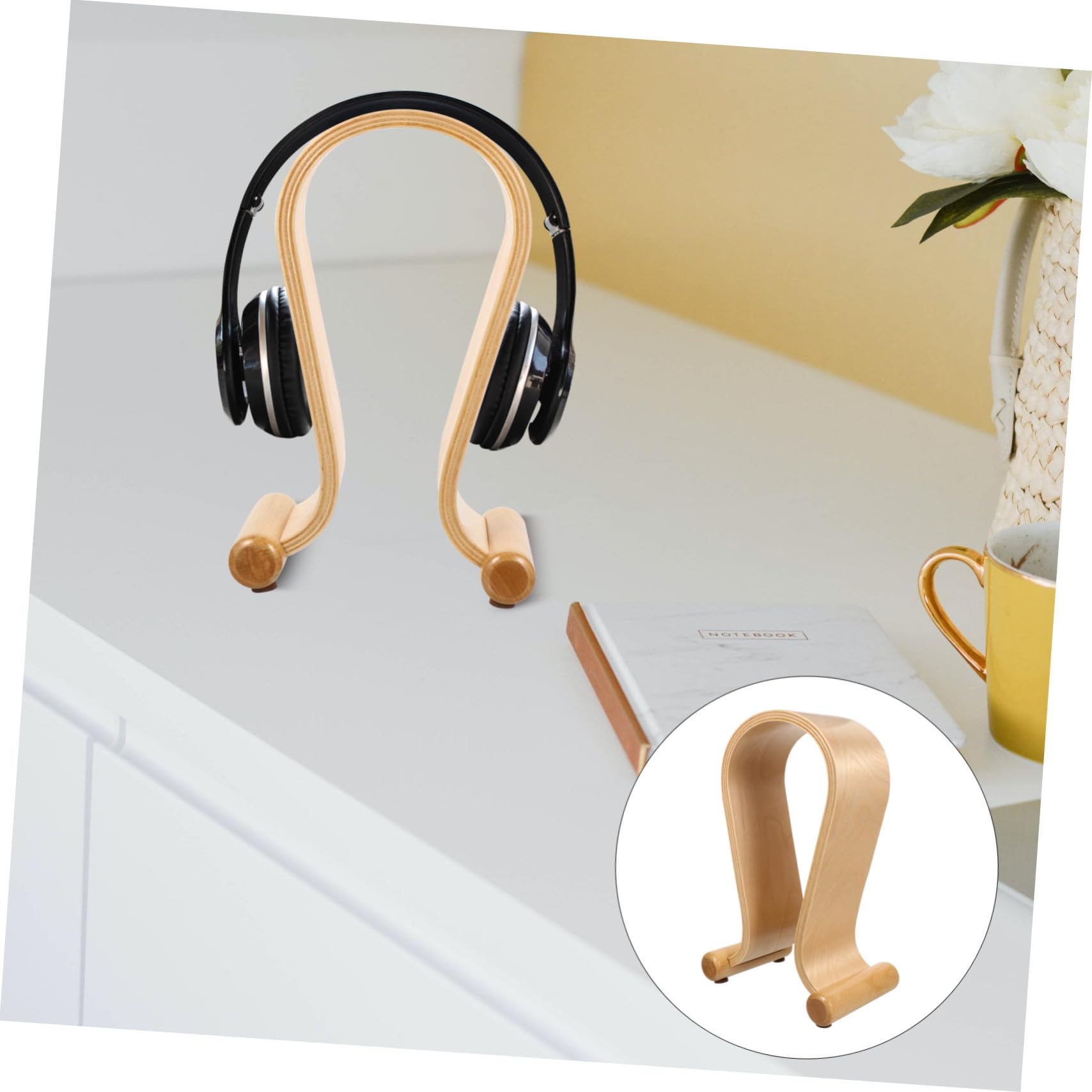 ORFOFE Praktischer Kopfhörerständer aus Walnussholz U form Halterung für Gaming Headset Over ear Kompatibel Stabil Rutschfest Elegantes Design für Büro Zuhause