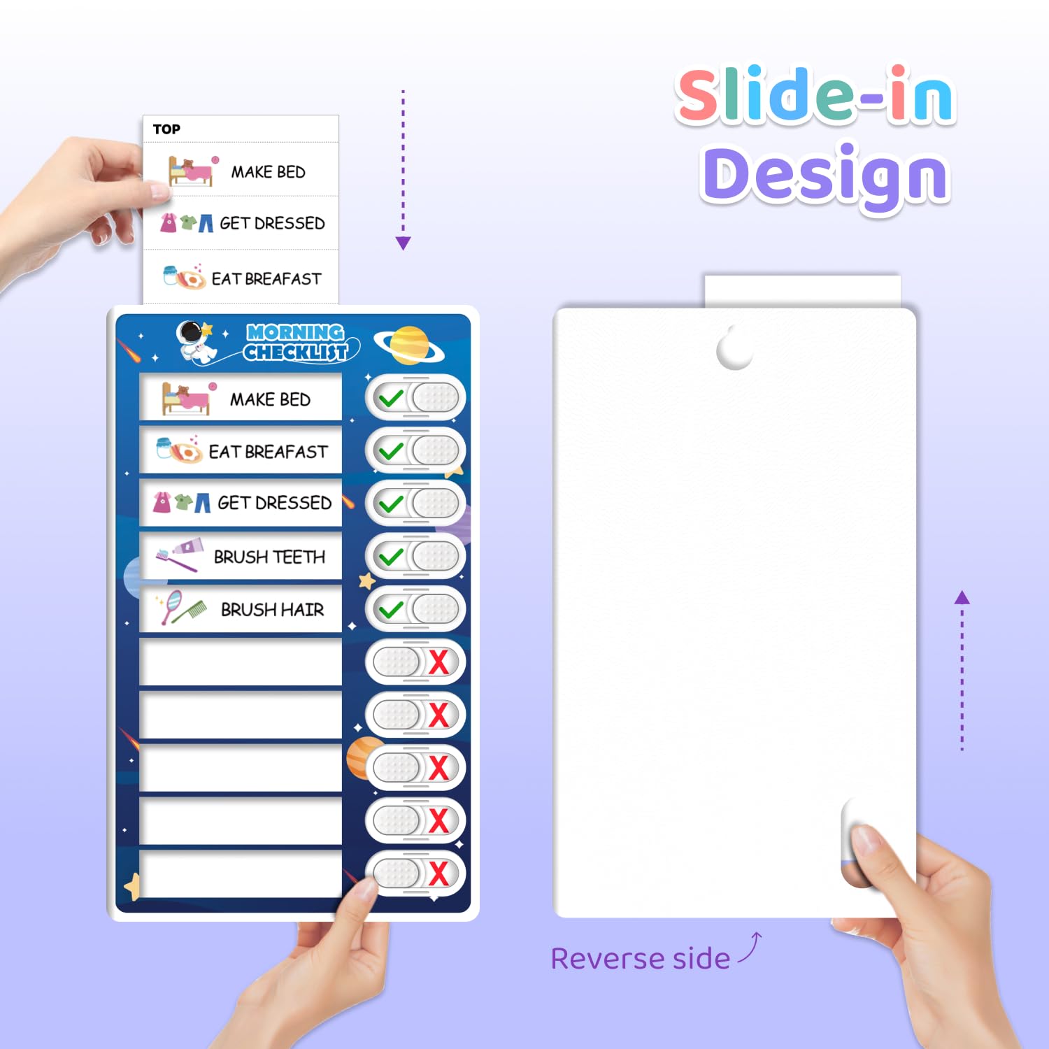 3 in 1 Bedtime/Morning/Weekly Astronaut Routine Chart for Kids, Magnetic Chore Chart for Toddlers, Visual Schedule for Kids Toddlers Schedule Board for Home