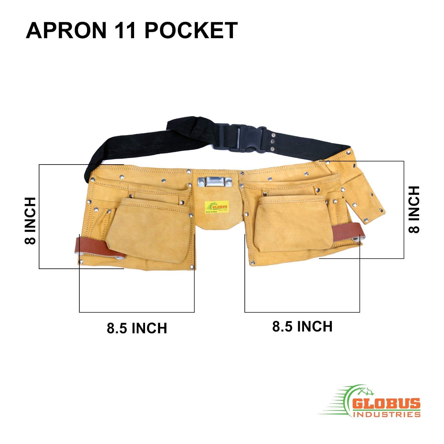 GLOBUS Leather Tool Bag 11 Pockets- (18.5 x 7 inches, Brown) 1