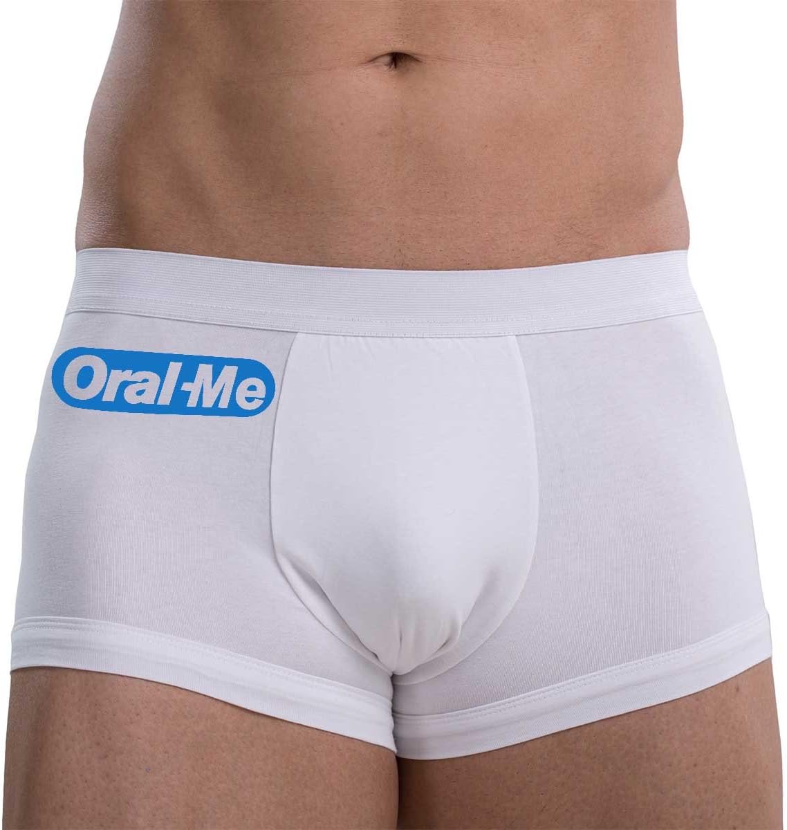 MySexyShorts Men's Funny Sexy Oral Me Underwear Stretchable Boxer Briefs (S) White