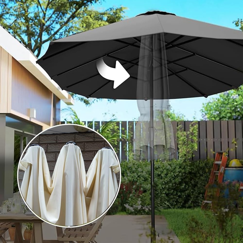Waterproof 15x9ft Umbrella Canopy Replacement Cover, Detachable, Washable for Balcony Table or Deck，Garden，Patio(A2)