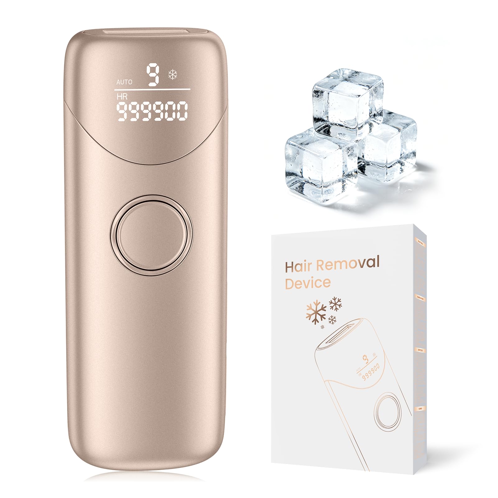 Épilateur Lumière Pulsée avec Fonction de Refroidissement, Épilation Laser avec 9 niveaux d'énergie, 999 900 impulsions, lumière rouge à 600 nm, Épilateur Lumière Pulsée IPL pour Femmes et Hommes