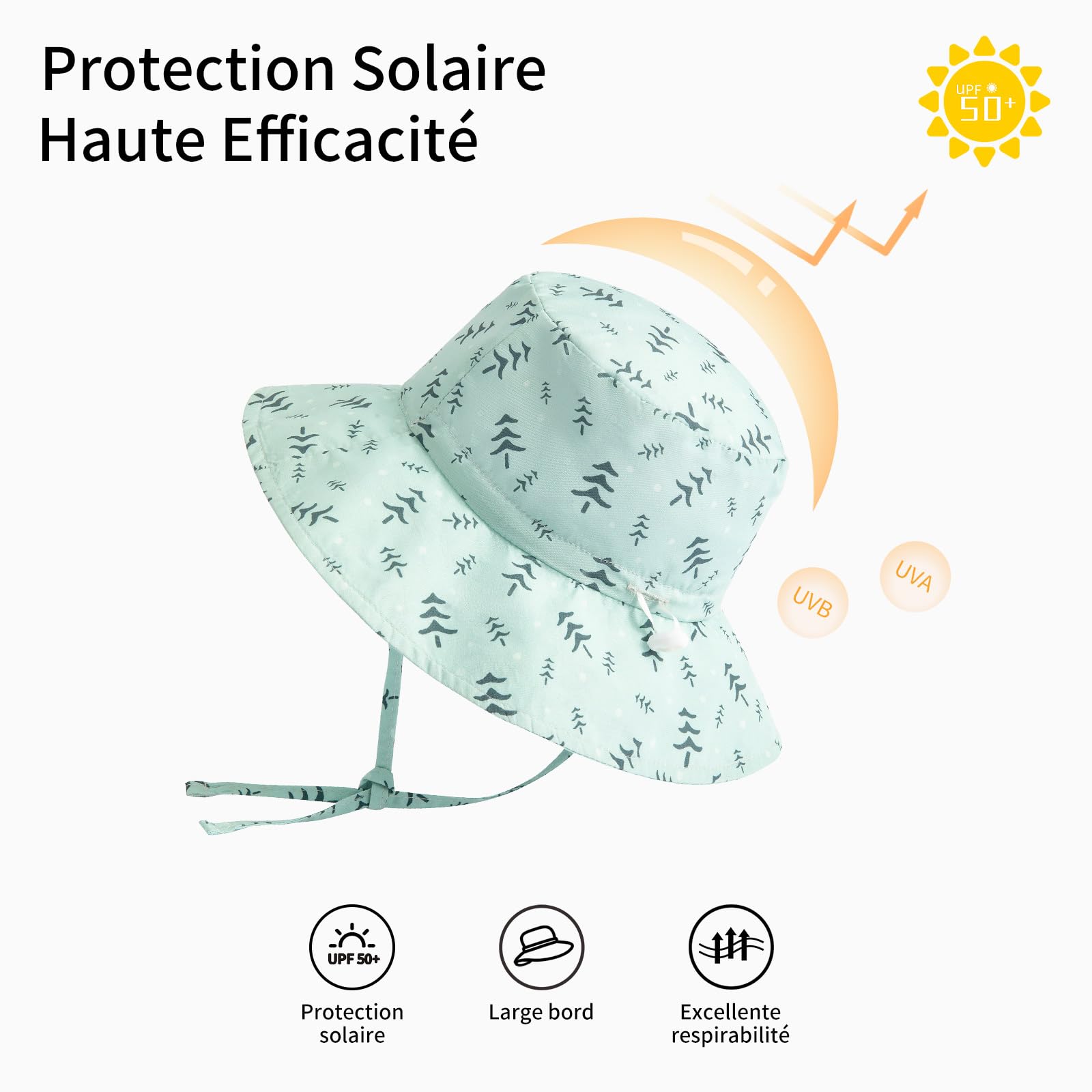 coolable Cappello da Sole per Bambini Pieghevole e Regolabile, Cappello a Secchiello Estivo con Ampio Bordo, Protezione UV UPF 50+ per Neonati e Bambini