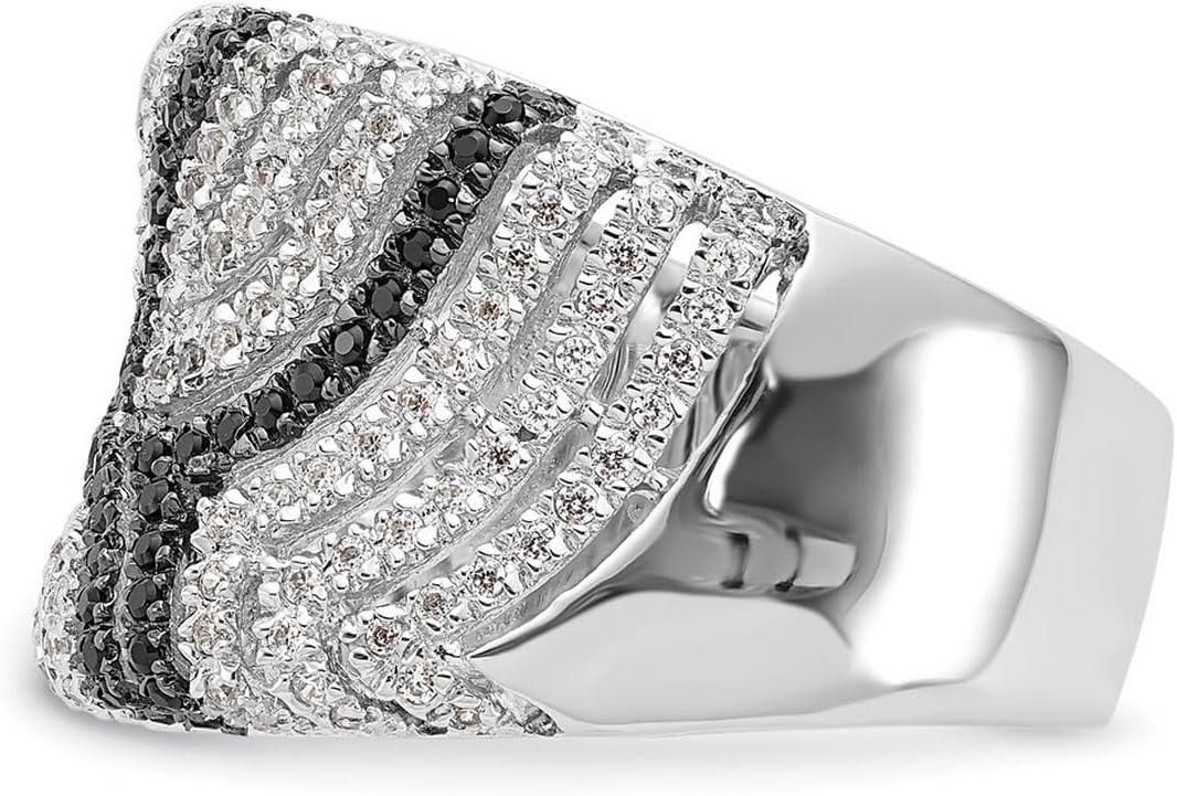 JewelryWeb 925 Sterling Silver and Cubic Zirconia Brilliant Embers Ring 15.75mm Wide Ring for Women