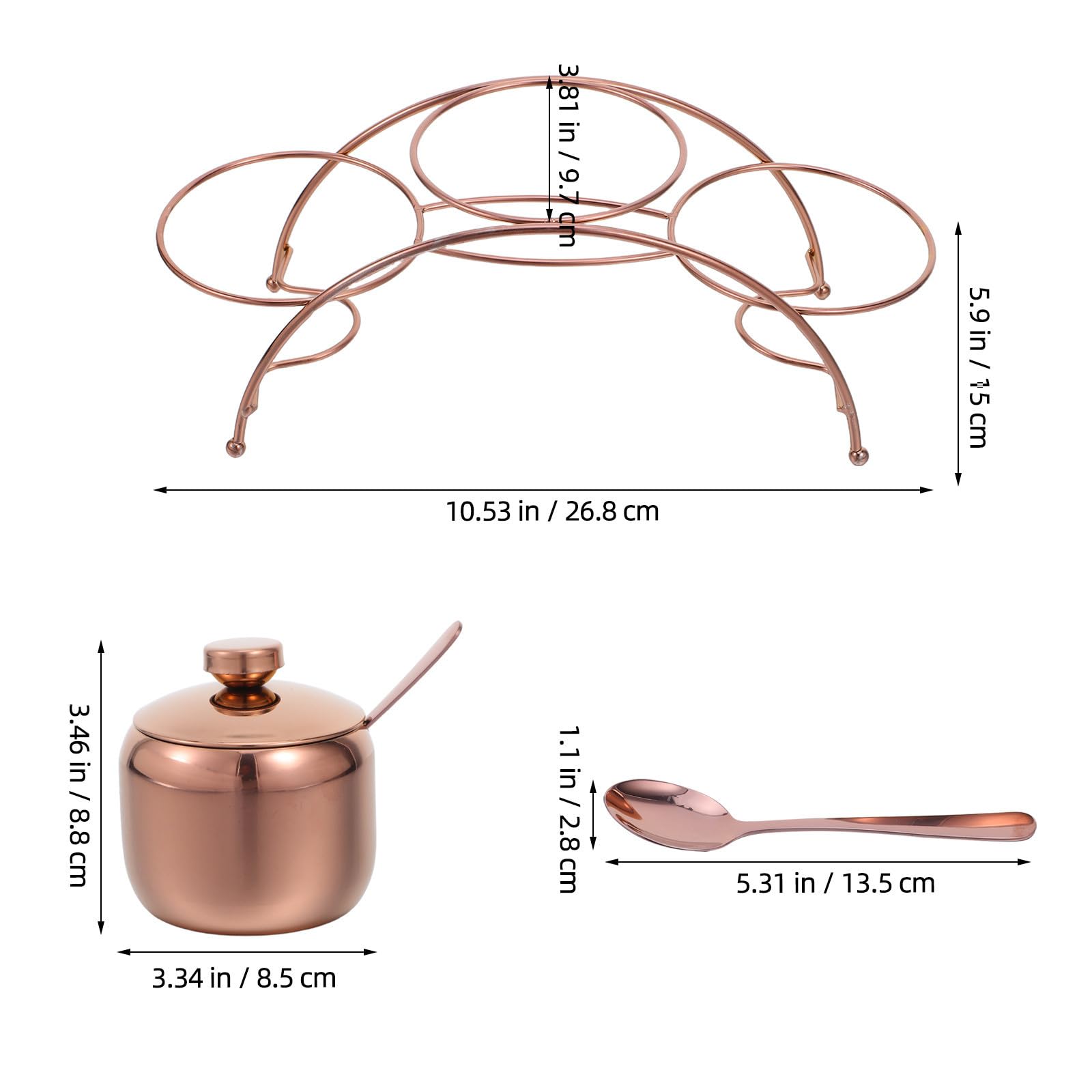 Juego de Recipientes para Condimentos de Acero Inoxidable con Tapa y Cuchara, Organizador de Especias con Bandeja Escalonada y Soporte Metálico para Barbacoas y Cocina