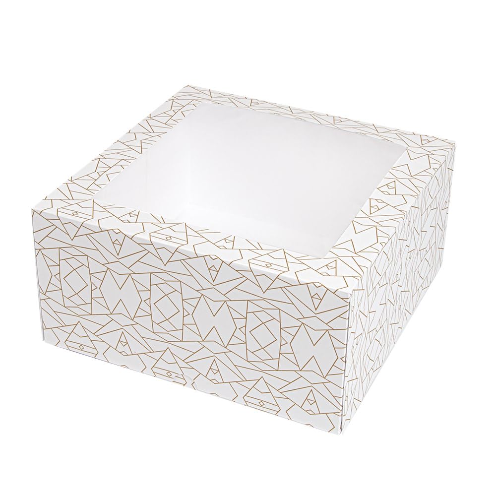 50 sztuk - Pudełka z oknem "Thepack" 250 G/M2 + Opp 24X24X12 Cm Biały Tektura falista Nano-Micro