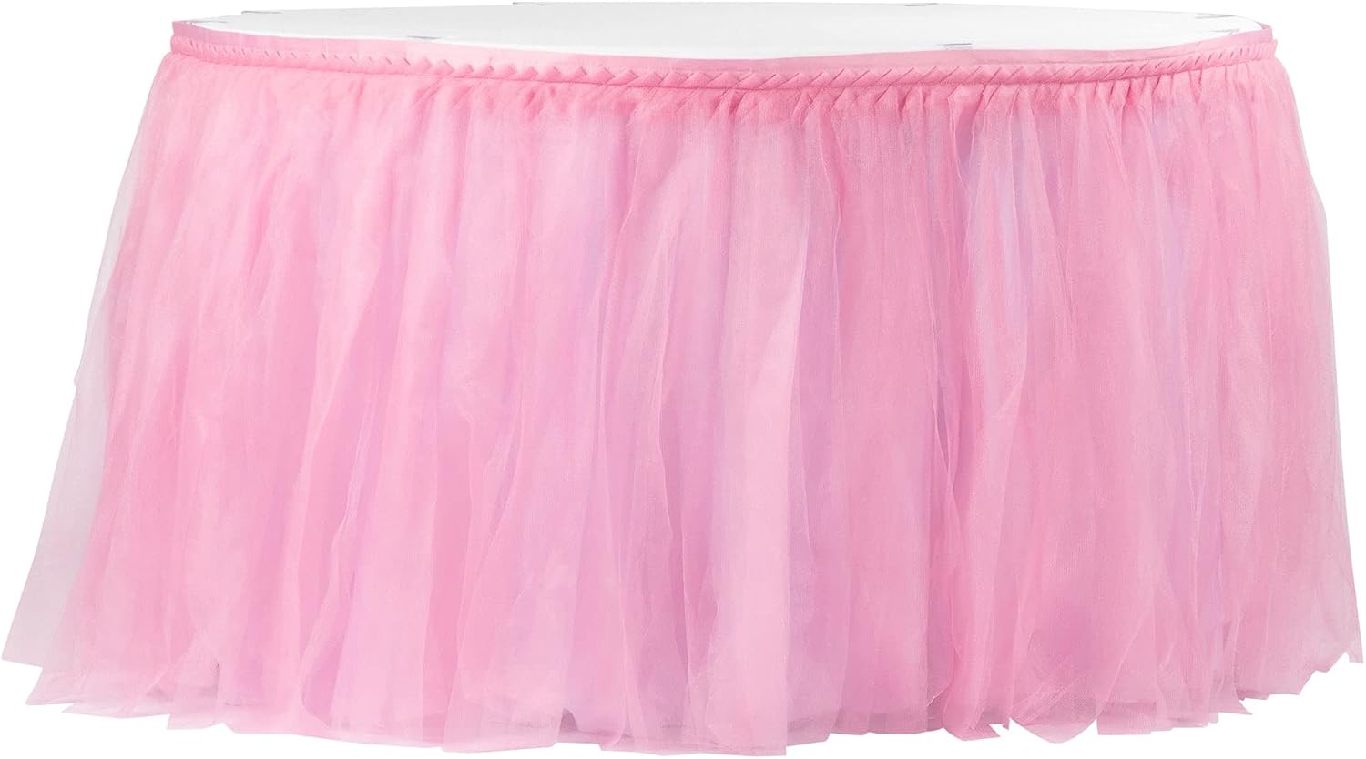 CVL 1 Pc, Tulle Tutu 17Ft Table Skirt - Pink for Sparkling Ballerina-Inspired Party, Kid's Party, Bridal Shower, Quinceanera, and Wedding Reception