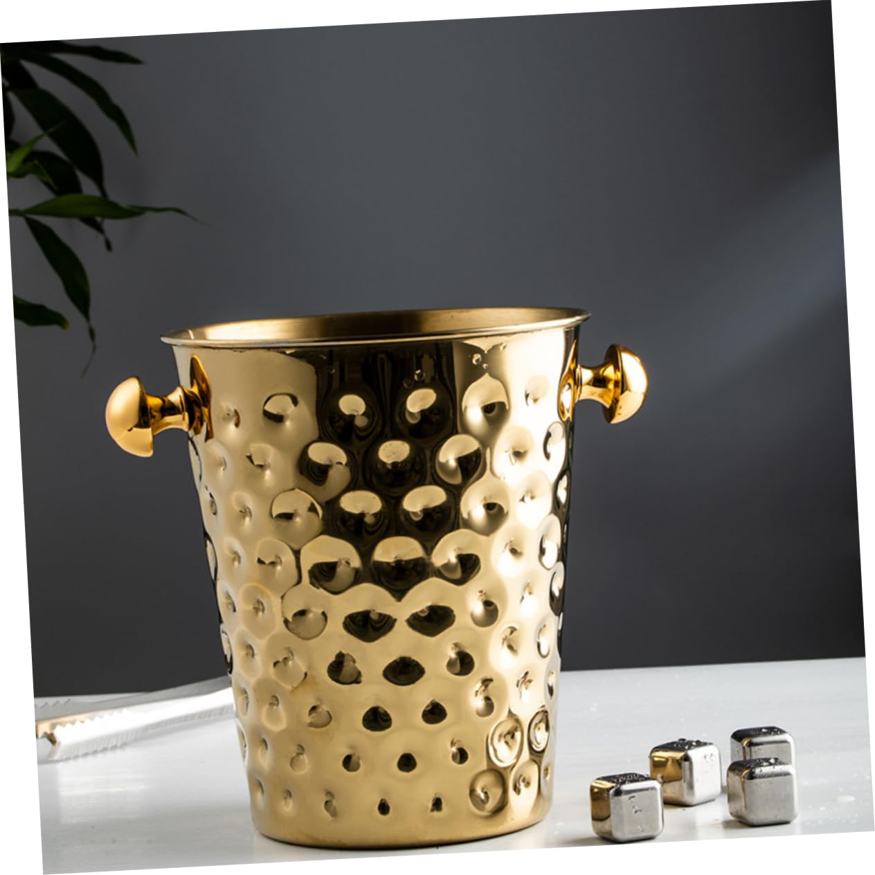 1 Pc cubeta de Hielo Golden Dorado Cubo de Botella de Vino Cubo de Hielo de Cerveza Cubo de Hielo para Bar contenedor de Hielo de Acero Inoxidable merienda envase Cubo de champán