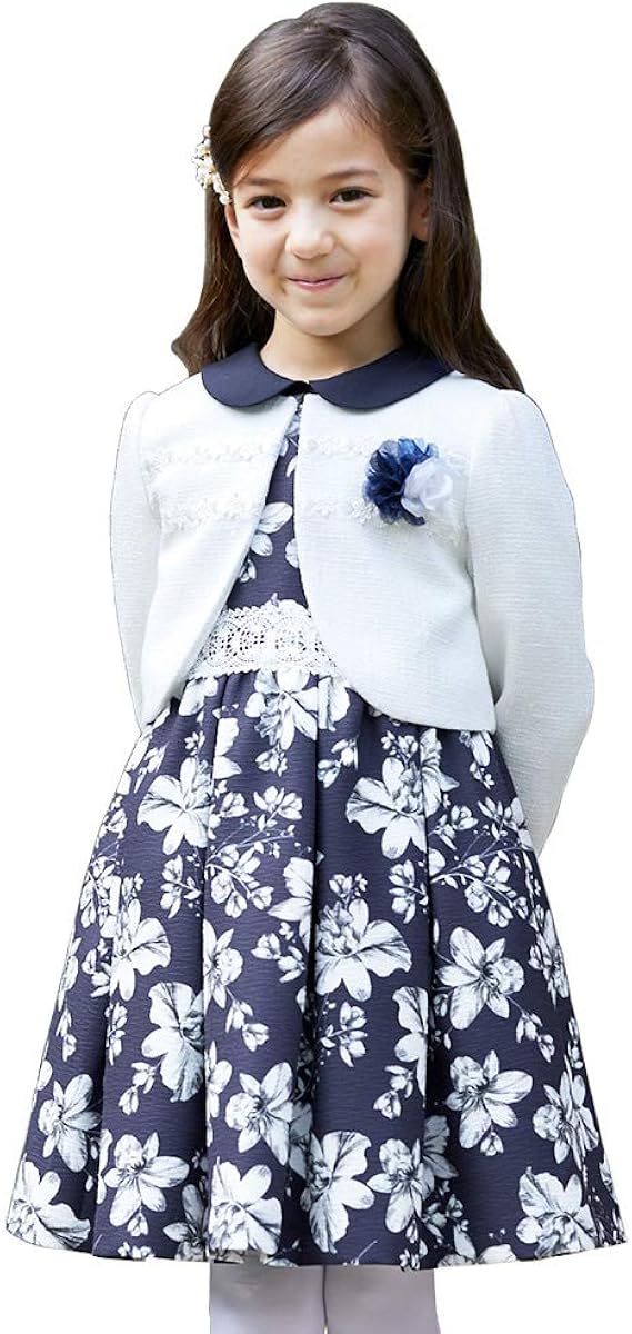 Amazon Chopin ショパン 入学式 卒園式 女の子 スーツ 01 04 プリントワンピースアンサンブル ネイビー 1cm アンサンブル 通販