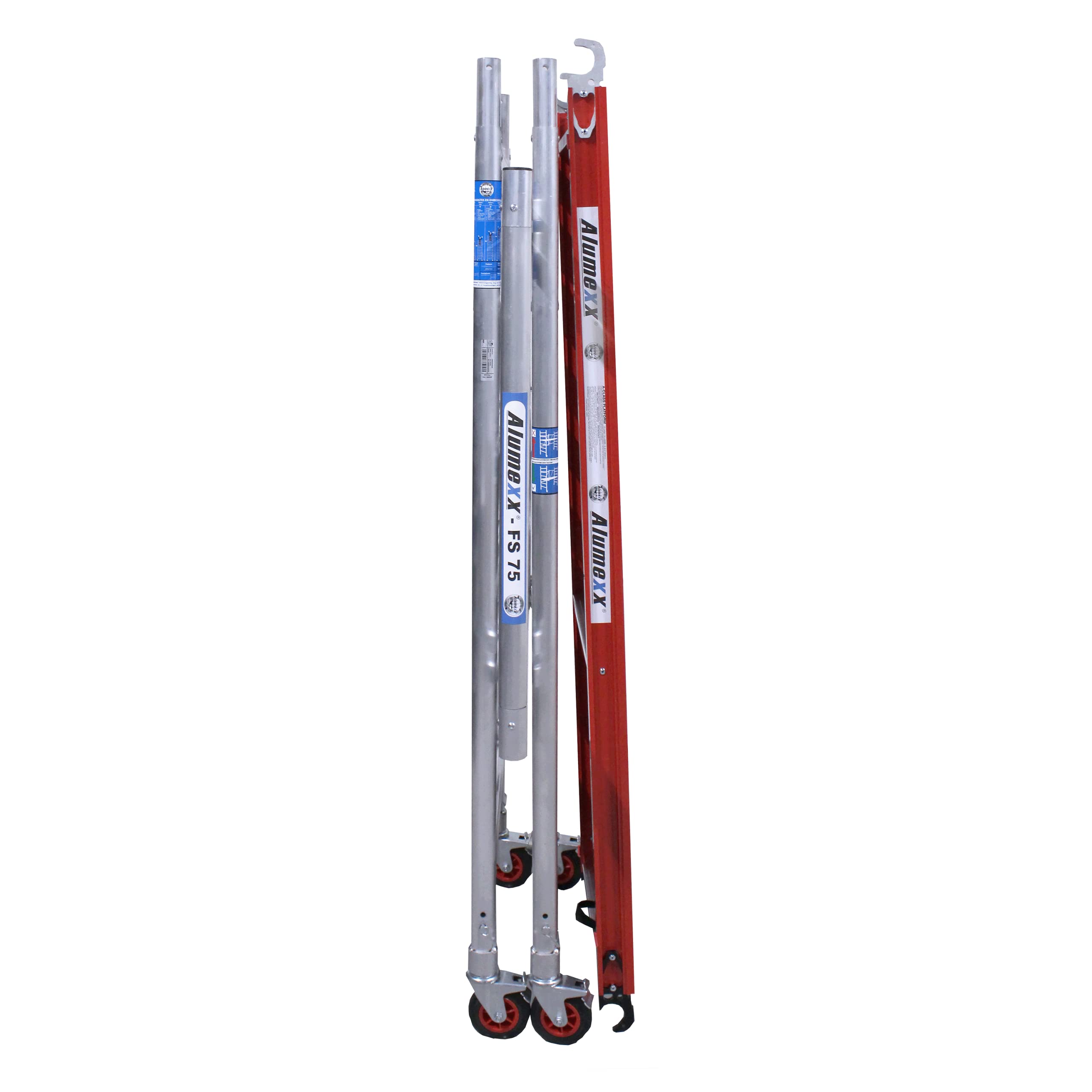 Alumexx FS 75 Klappgerüst (Red-Line) - Zimmergerust - Arbeitsgerüst - Baugerüst - Alu Gerüst - Roll Gerüst - Tragfähigkeit: 375 kg (Type A + B (4m Arbeitshöhe))