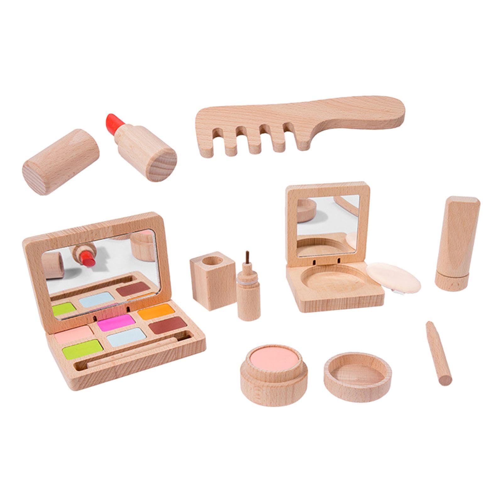 Rollenspiel, Holzspielzeug für Einen Schönheitssalon für Mädchen, Schminkspielzeug mit Make Up, Lippenstift Zum Verkleiden für Prinzessinnen