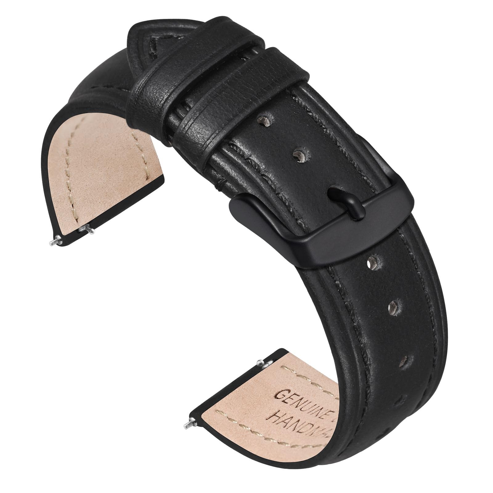 AyadooQuick Release Oil Wax Leather Watch Band, Brown Black Replacement Watch Strap, Stainless Steel Buckle, Band Width 18mm 20mm 22mm for Men, Women